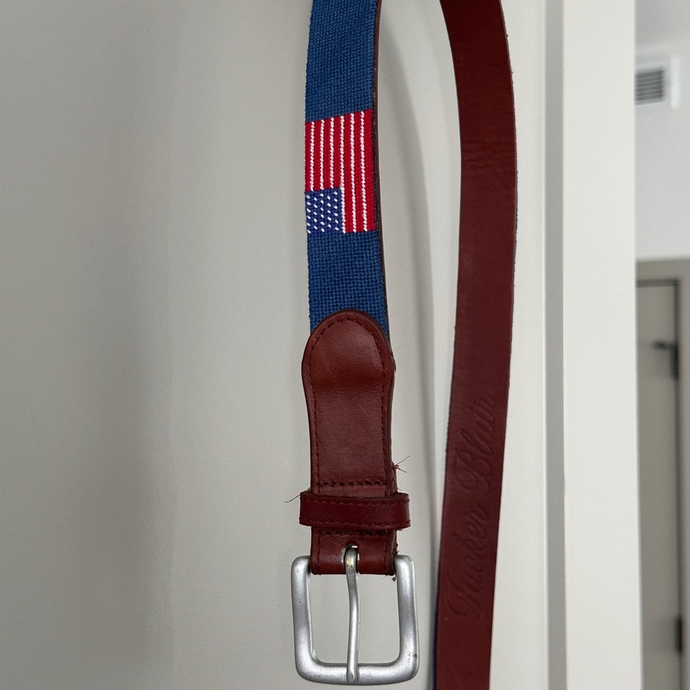 Tucker Blair Needlepoint USA Flag Belt - 32
